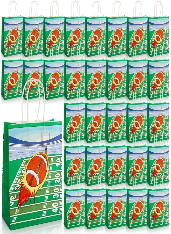 Acshio 50 Pieces Football Gift Bags, Paper Football Party Favor Goodie Bags with Handle, Sports Game Theme Rugby Candy Handbag Snack Bag Bulk for Party Gift, Treats - Image 1